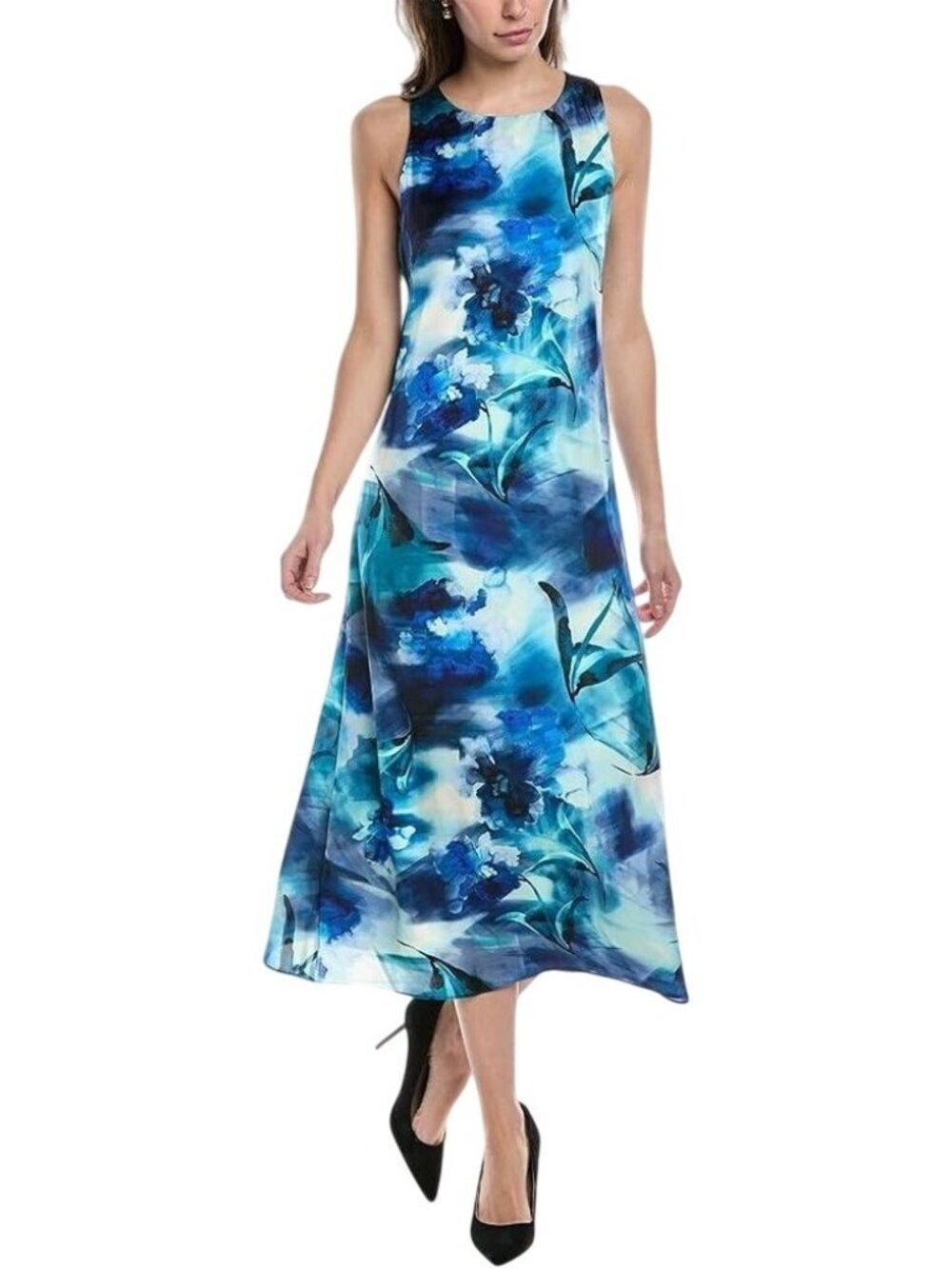 Anne Klein Womens Long Midi Sleeveless Slip Dress~Size 0~Blue Black NWT L16 06